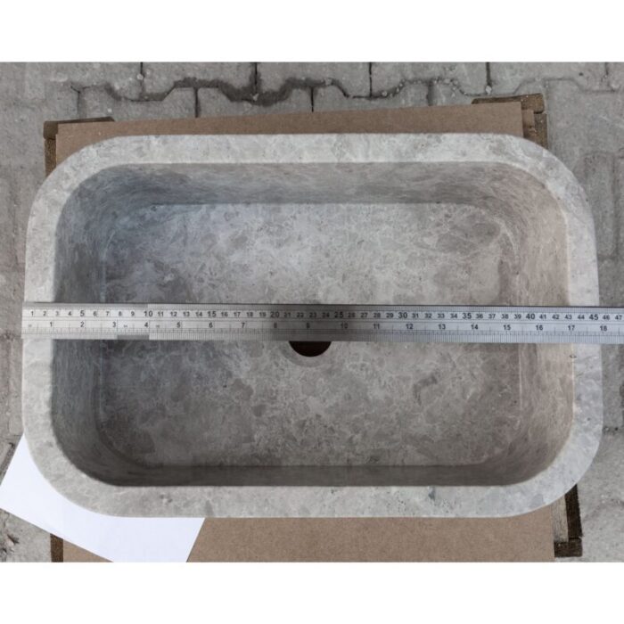 Tundra gray marble rectangular wall mount sink 12inch 18inch bathroom sink polished length measure view