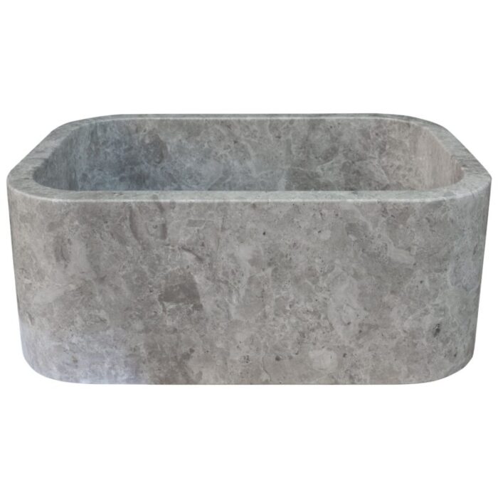 Tundra gray marble rectangular wall mount sink 12inch 18inch bathroom sink polished side view