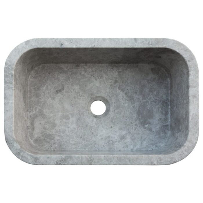 Tundra gray marble rectangular wall mount sink 12inch 18inch bathroom sink polished top view