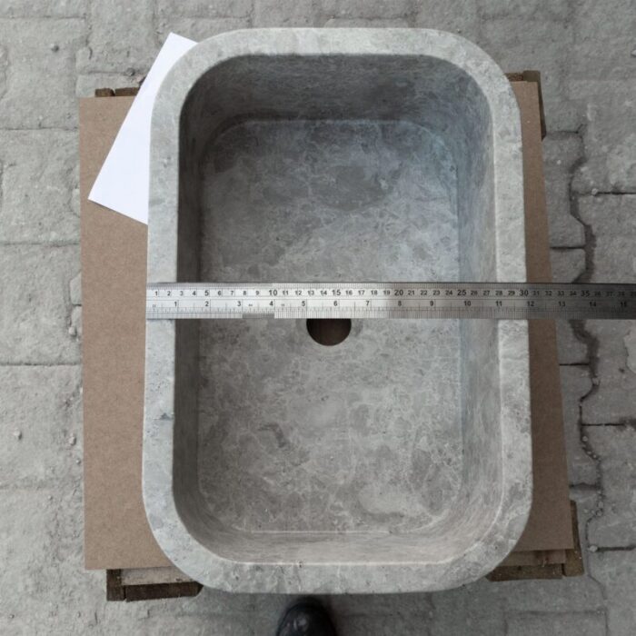 Tundra gray marble rectangular wall mount sink 12inch 18inch bathroom sink polished width measure view