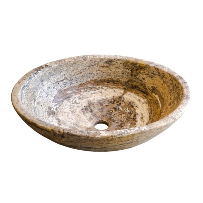 Valencia travertine oval sink EGESTN01 L21 W16 H6 angle view