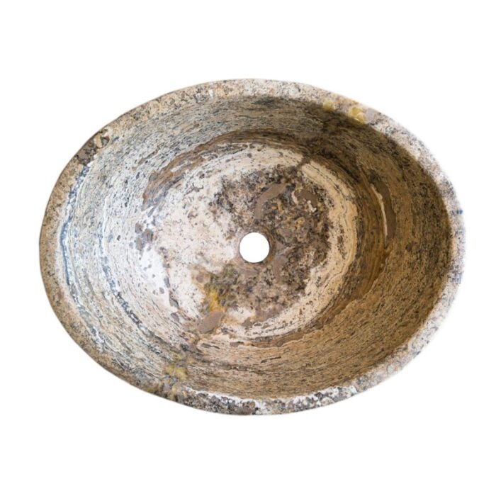 Valencia travertine oval sink EGESTN01 L21 W16 H6 top view