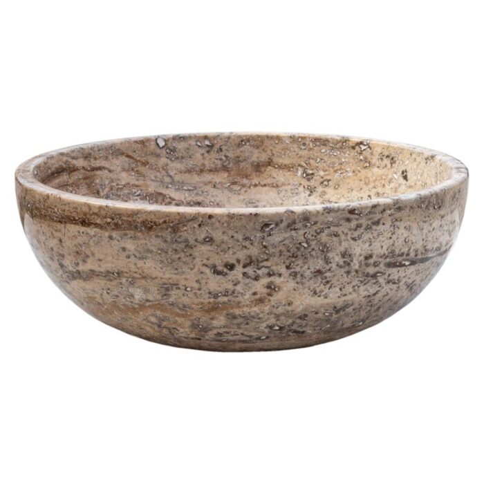 Valencia travertine vessel sink filled polished EGEVUMP166 D 16 H6 side view2