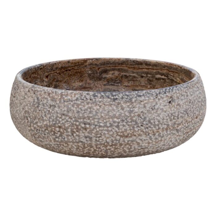 Valencia travertine vessel sink polished inside rough outside EGEVTTR1672 D 16 H6 side view2