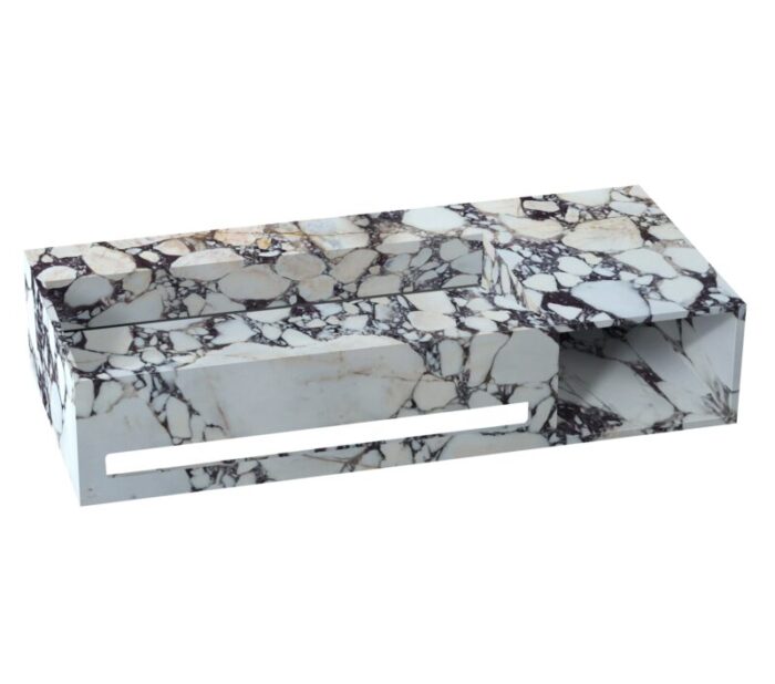 Viola Marble Designer Vanity Wall mount Rectangular Sink W 18 L 60 H 12 built in towel holder and storage area product shot