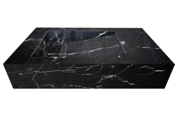 alexandrette Black Marble Vanity Wall mount Bathroom Sink W 18 L 30 H 7 hidden drain product shot