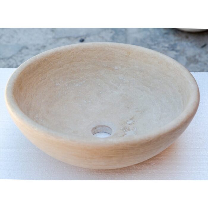 beige travertine vessel sink NTRSTC09 D16 H6 angle view2