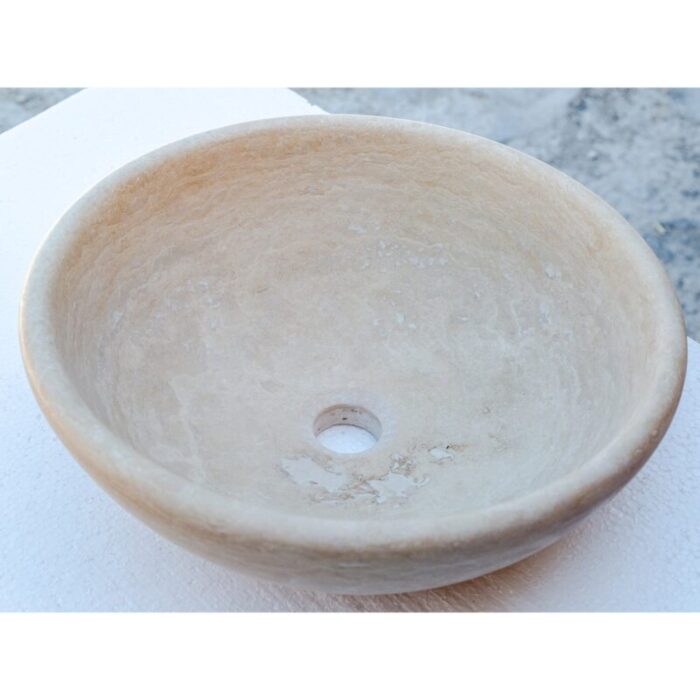 beige travertine vessel sink NTRSTC09 D16 H6 angle view3