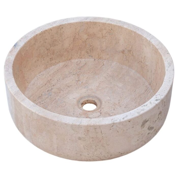 beige travertine vessel sink d16 h6 TMS02 angle product view