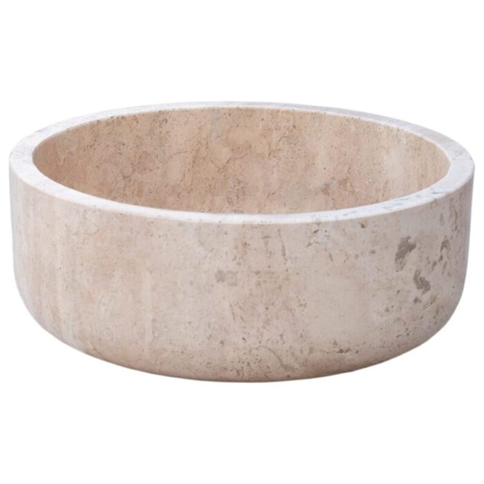 beige travertine vessel sink d16 h6 TMS02 side product view