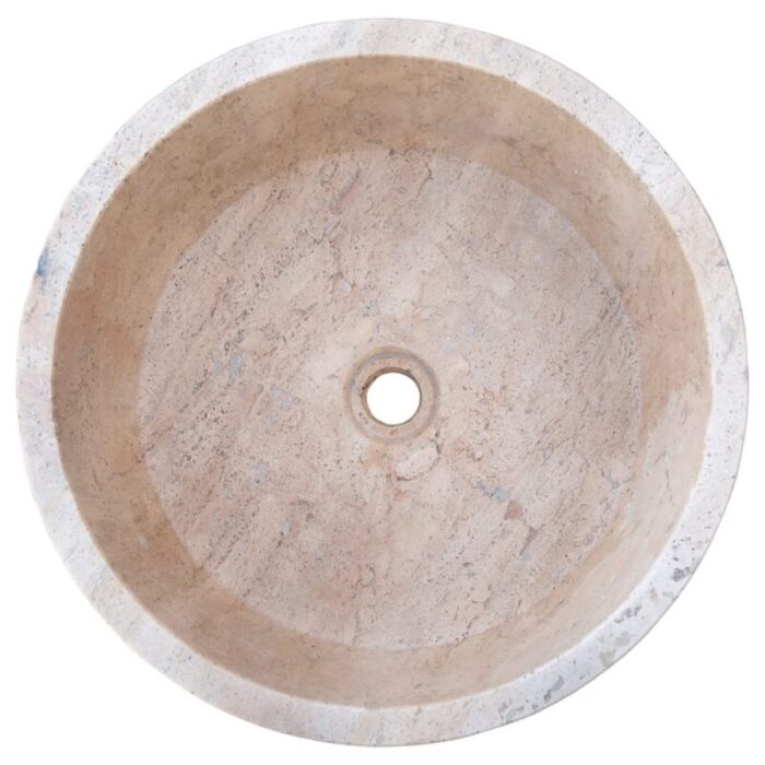 beige travertine vessel sink d16 h6 TMS02 top product view