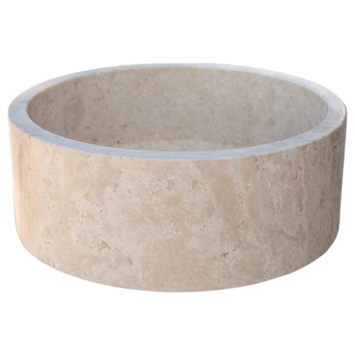 beige travertine vessel sink d16 h6 TMS6 360 side product view scaled 1