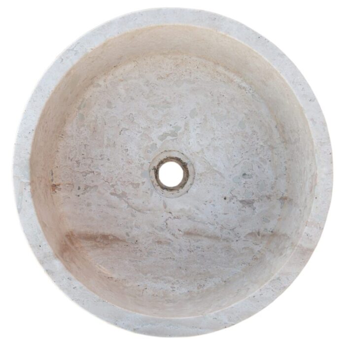 beige travertine vessel sink d16 h6 TMS6 360 top product view scaled 1