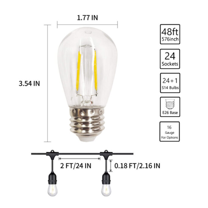 bistro light size