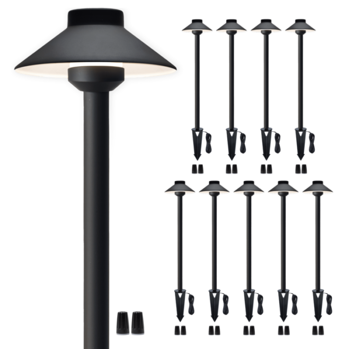 black brass landscape pathway light pack 10