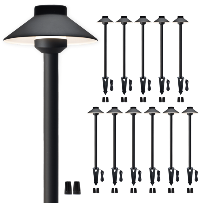 black brass landscape pathway light pack 12