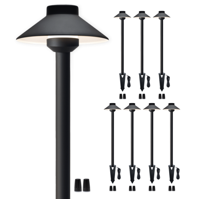 black brass landscape pathway light pack 8