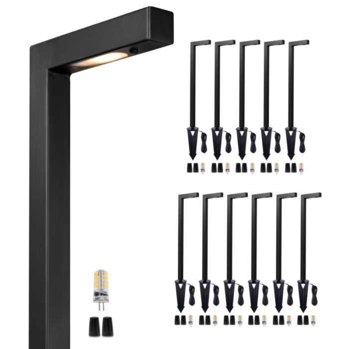 black modern brass landscape pathway light bulb pack 12