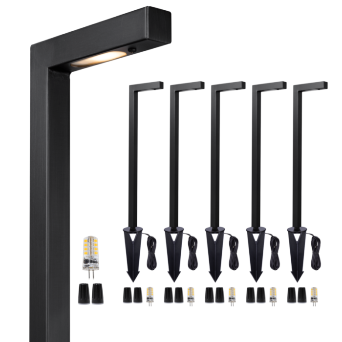 black modern brass landscape pathway light bulb pack 6