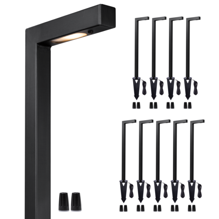 black modern brass landscape pathway light pack 10