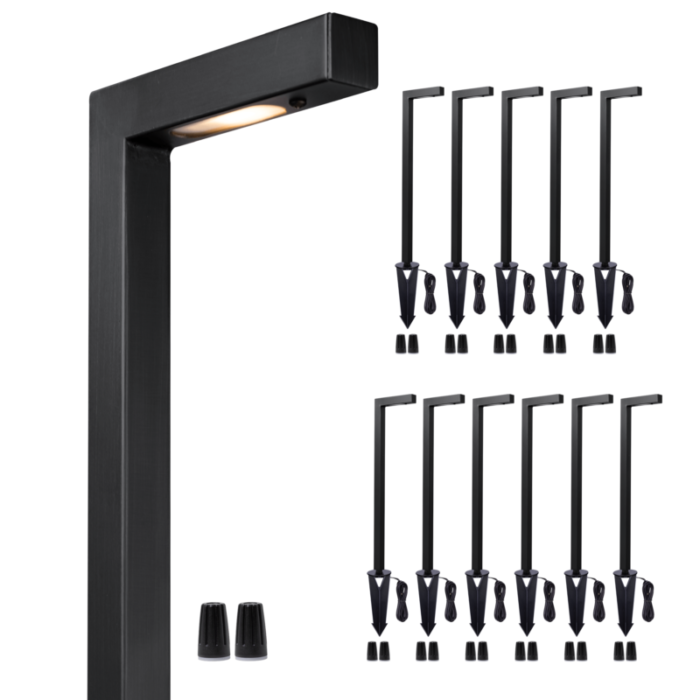 black modern brass landscape pathway light pack 12