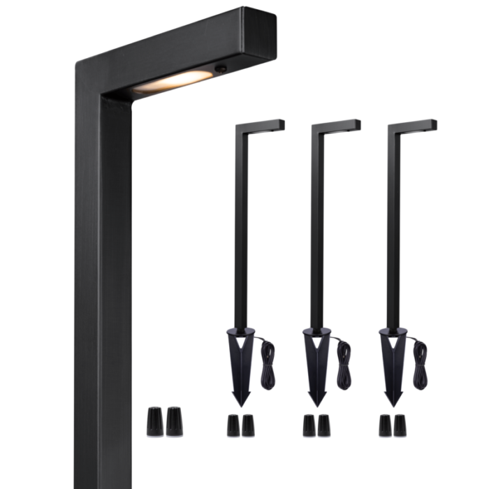 black modern brass landscape pathway light pack 4