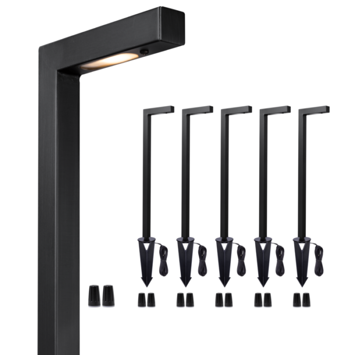 black modern brass landscape pathway light pack 6