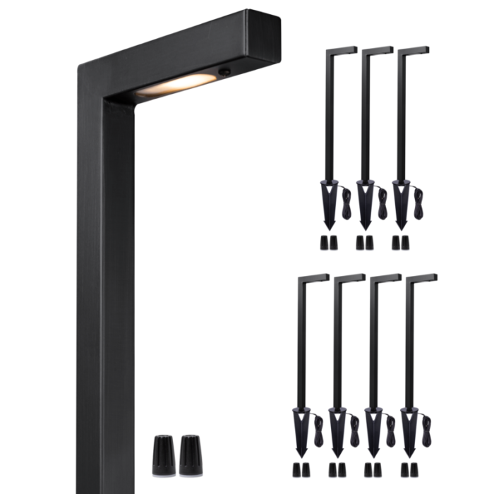 black modern brass landscape pathway light pack 8