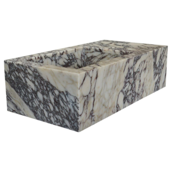 calacatta viola marble rectangular wall mount bathroom vanity sink W16 L32 H9 angle view