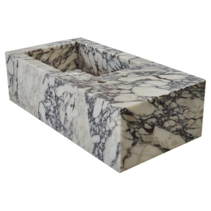 calacatta viola marble rectangular wall mount bathroom vanity sink W16 L32 H9 angle view2