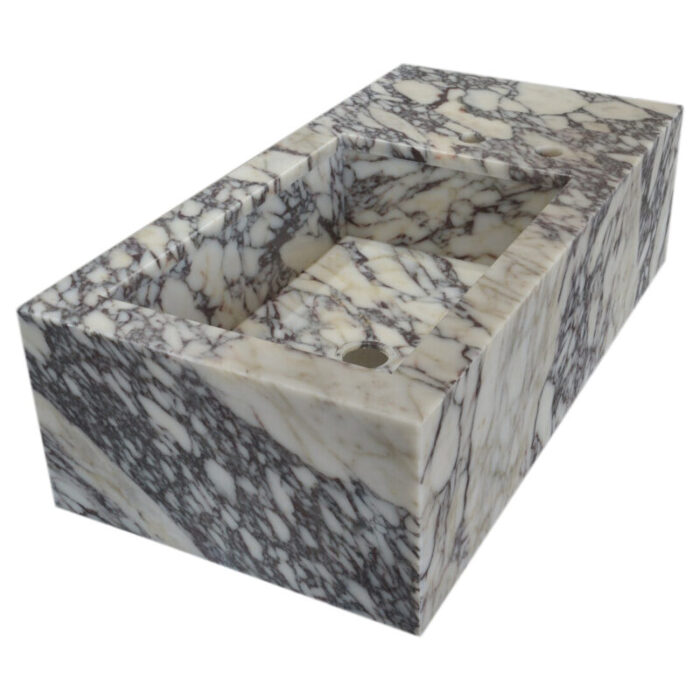 calacatta viola marble rectangular wall mount bathroom vanity sink W16 L32 H9 angle view3