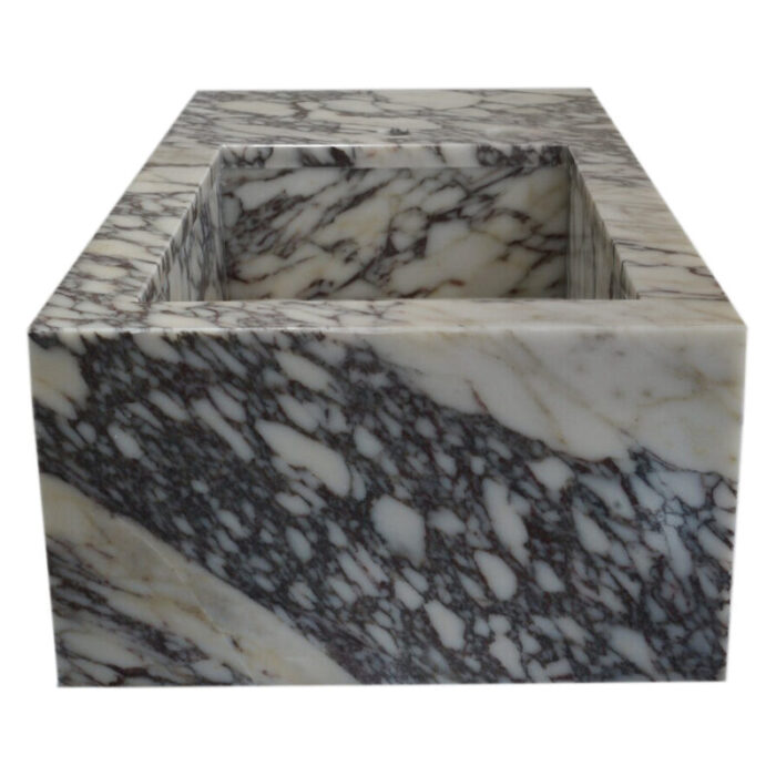 calacatta viola marble rectangular wall mount bathroom vanity sink W16 L32 H9 side view