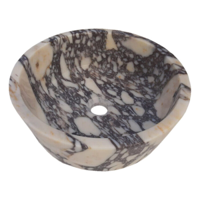 calacatta viola marble vessel sink tapered D16 H6 polished angle view