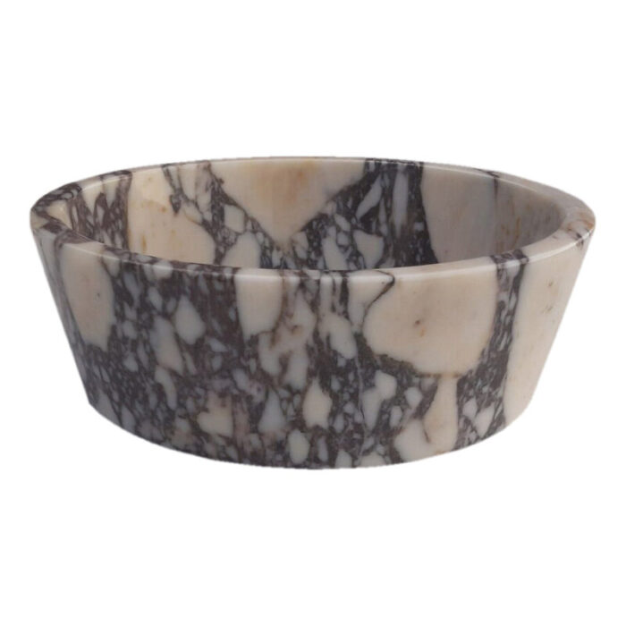 calacatta viola marble vessel sink tapered D16 H6 polished side view