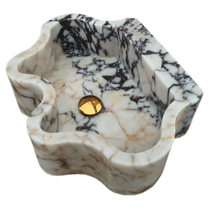 calacatta viola marble wall mount bathroom sink W16 L21 H6 angle corner view