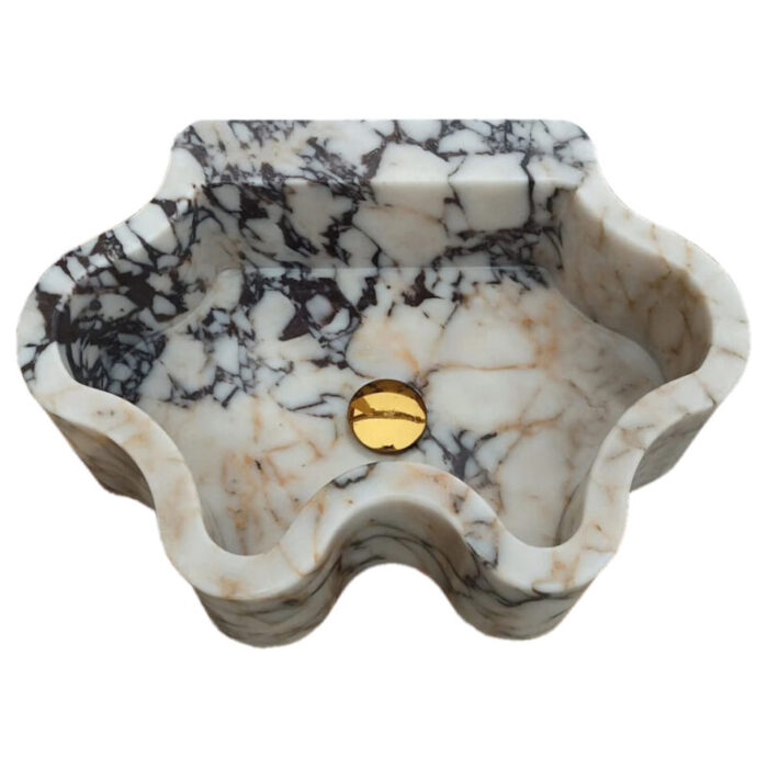 calacatta viola marble wall mount bathroom sink W16 L21 H6 angle view