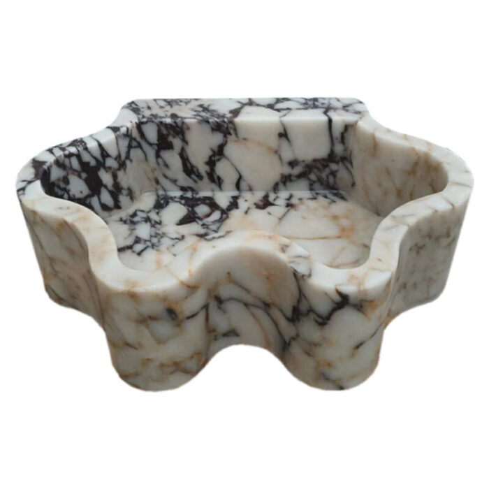 calacatta viola marble wall mount bathroom sink W16 L21 H6 side view