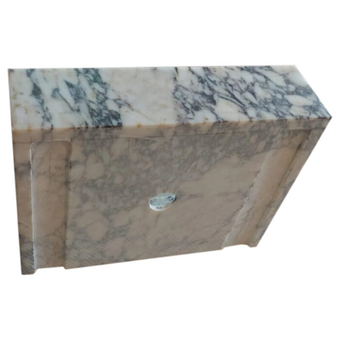 calacatta viola marble wall mount vanity sink W14 L18 H5 hidden drain matte drain cap back view