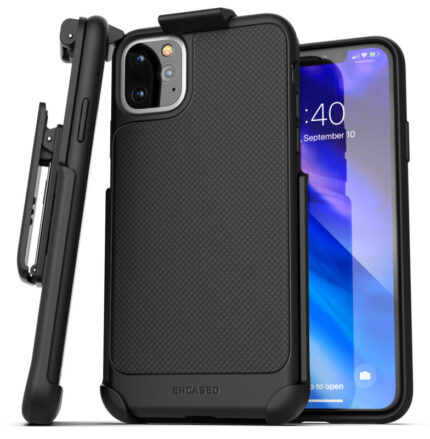 iPhone 11 Pro Thin Armor Case and Holster Black Black TA101BK HL 1