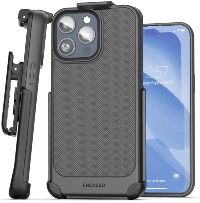 iPhone 15 Pro Thin Armor Case with Belt Clip Holster TA338HL 6