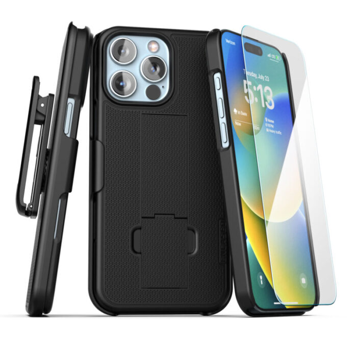 iPhone 16 Pro DuraClip Case with Belt Clip Holster Screen Protector EHC441