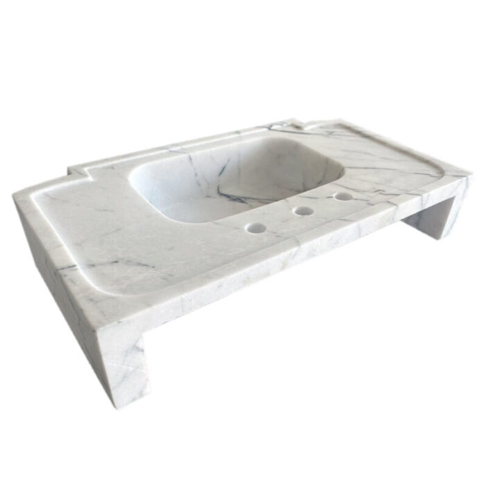 new york marble bathroom vanity sink W18xL28xH6 polished angle back view