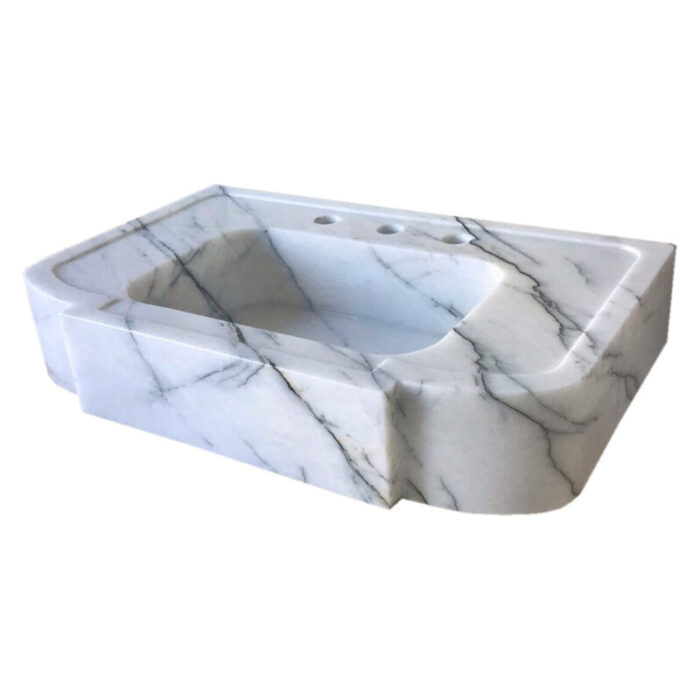 new york marble bathroom vanity sink W18xL28xH6 polished front angle view