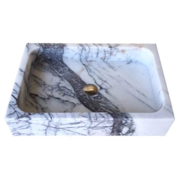 new york white marble wall mount bathroom vanity sink W16 L24 H5 polished angle view2