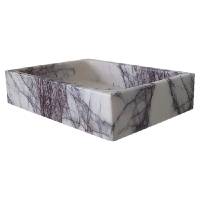 new york white marble wall mount bathroom vanity sink W16 L24 H5 polished profile view