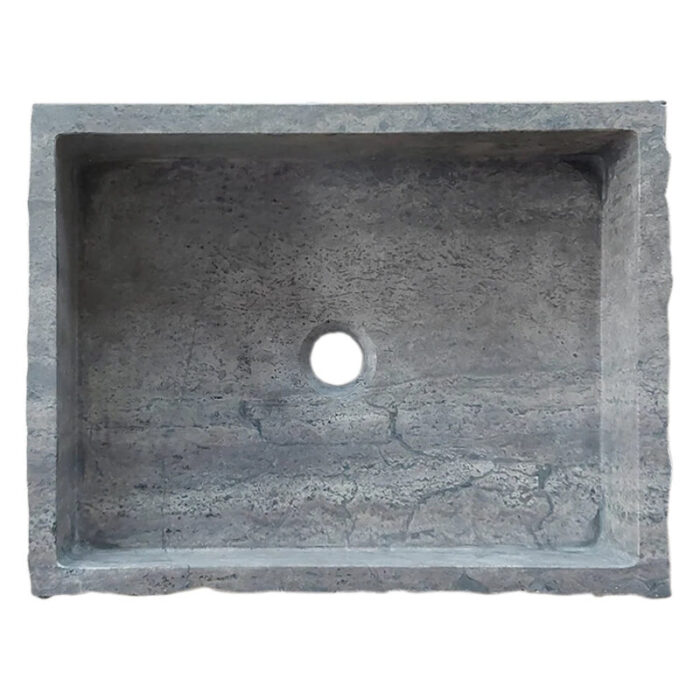 silver travertine wall mount W16xL20xH5 Honed inside split face outside top view