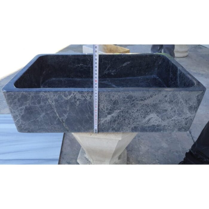 sirius black marble farmhouse sink 24 side measure view