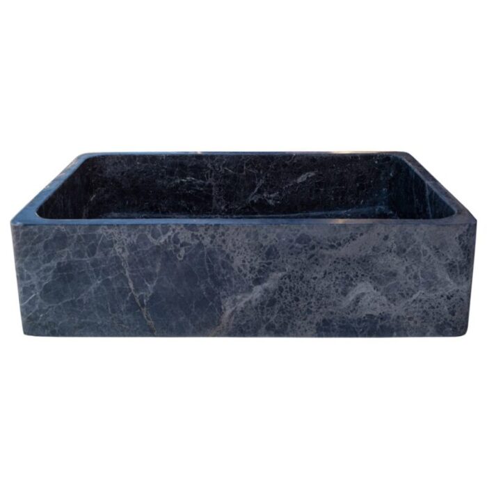 sirius black marble farmhouse sink 24 side view