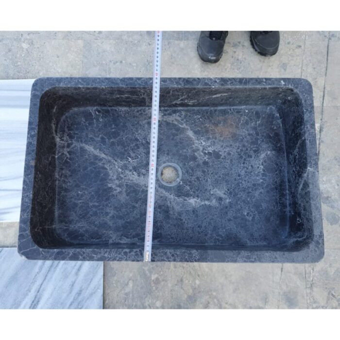 sirius black marble farmhouse sink 24 width measure view