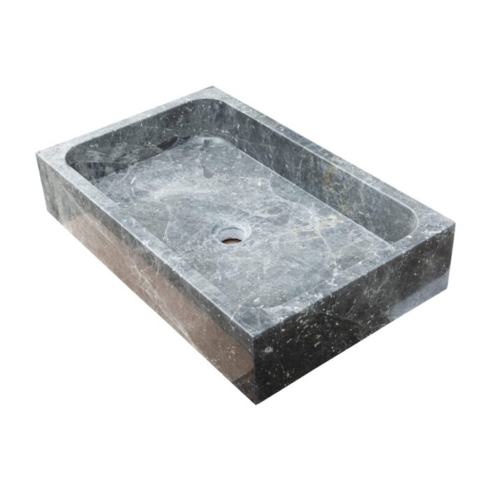 sirius grey marble rectangular sink angle view